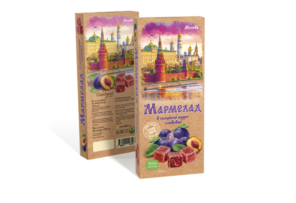  Сладарт Мармелад Сливовый МОСКВА в сахарной пудре (642), 200г   в Новодвинске