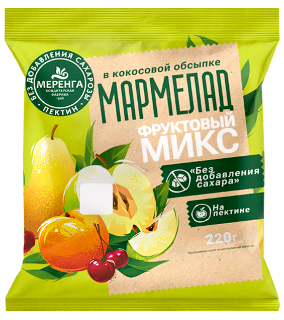  Меренга Мармелад без сахара в кокосовой обсыпке Фруктовый микс, 220г   в Новодвинске