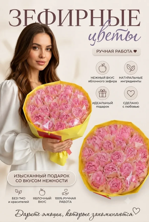 №1 Букет Зефирный Размер XL розовый,350г в Новодвинске