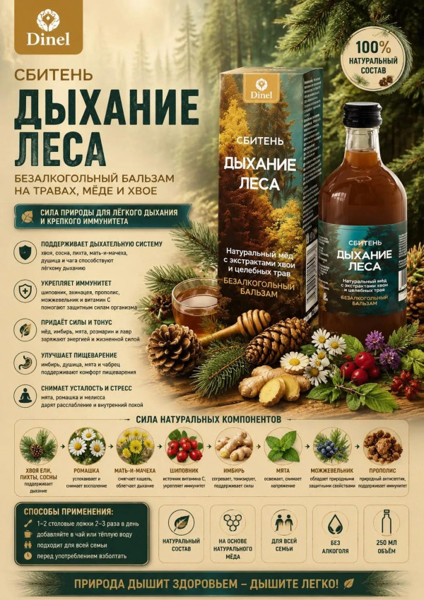 №2 Сбитень Дыхание леса, 250мл  в Новодвинске